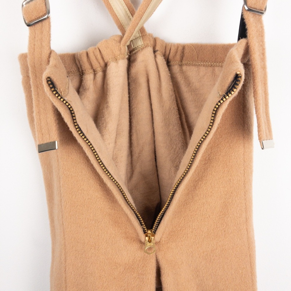 VTG Wool Equestrian Snow Suspender Pants & Hat Boys Size 4T (30x16) Beige - Picture 5 of 13